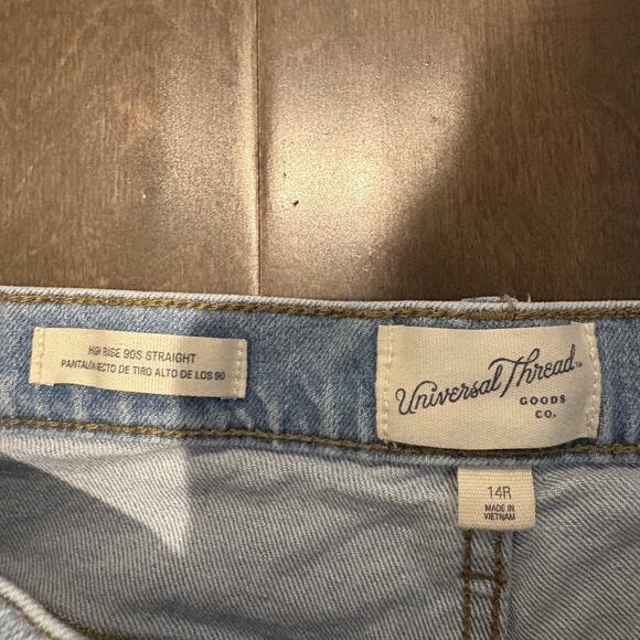 Light Wash Loose Jeans Womens 14 Blue Regular High Rise 90s Straight Denim Relax - Picture 2 of 13